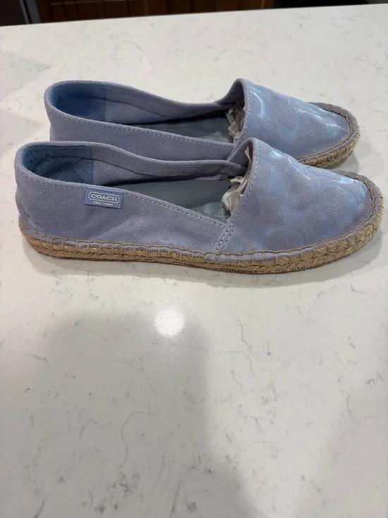 Coach Light Blue Canvas Espadrille Slip-Ons - Picture 3 of 9